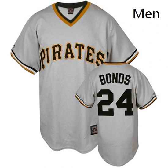 Mens Mitchell and Ness Pittsburgh Pirates 24 Barry Bonds Replica Grey Throwback MLB Jersey